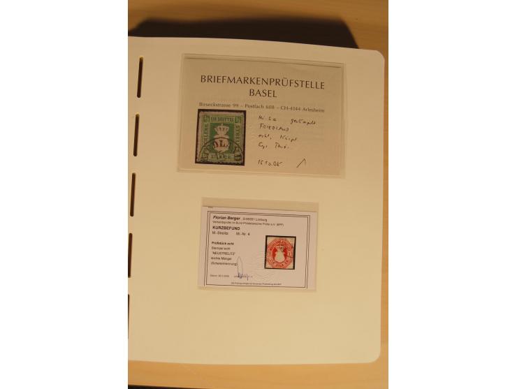 1850/1997, Nachlaß mit Sammlungen Altdeutschland mit u.a. Bayern Mi.-Nr. 1 (repariert), Deutsches Reich mit vielen sign. Wert