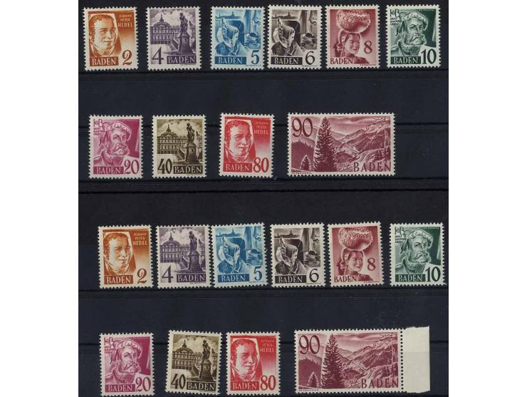 1948/49, postfrische Zusammenstellung nur besserer Werte und Sätze, dabei alle 3 Rotkreuz-Blocks (Mi. 1.558,-)