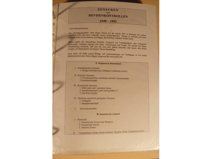 1948/52, Spezialsammlung Zensuren und Devisenkontrollen zur Bautenzeit mit 49 Briefen, dabei amerikanische Zensuren (Kriegsve