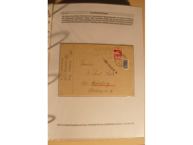1948/52, Spezialsammlung Zensuren und Devisenkontrollen zur Bautenzeit mit 49 Briefen, dabei amerikanische Zensuren (Kriegsve