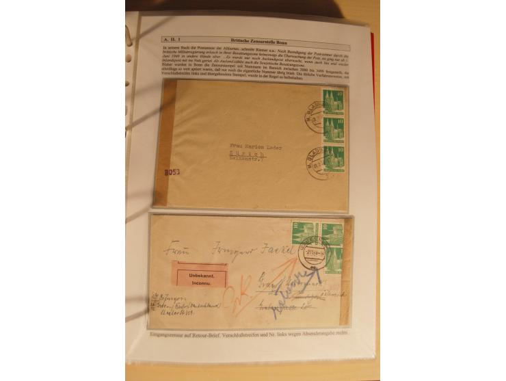 1948/52, Spezialsammlung Zensuren und Devisenkontrollen zur Bautenzeit mit 49 Briefen, dabei amerikanische Zensuren (Kriegsve