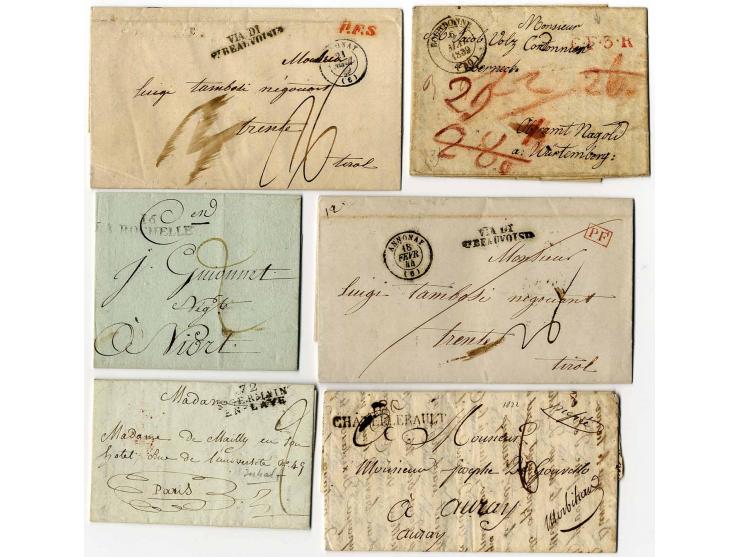 BRIEFPOSTEN: 1752/1850 (ca.), 17 markenlose Briefe, dabei Tax- und Grenzübergangsstempel