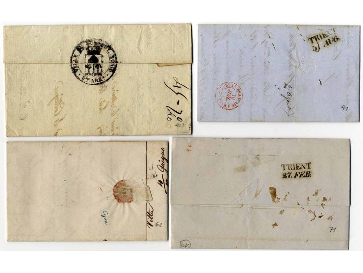 BRIEFPOSTEN: 1752/1850 (ca.), 17 markenlose Briefe, dabei Tax- und Grenzübergangsstempel