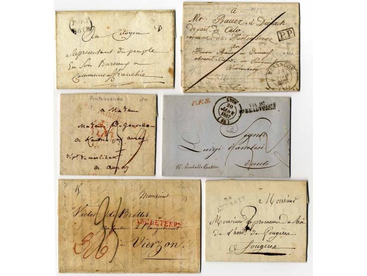 1770/1847 (ca.), 15 Briefe von oder nach Frankreich, dabei Tax- und Grenzübergangsstempel
