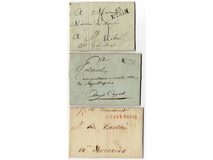 1770/1847 (ca.), 15 Briefe von oder nach Frankreich, dabei Tax- und Grenzübergangsstempel