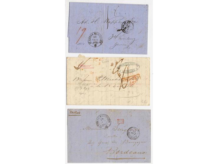 1786/1858 (ca.), interessante Partie von 16 markenlosen Briefen, dabei Militärbrief, Tax- und Grenzübergangsstempel, 3 Briefe
