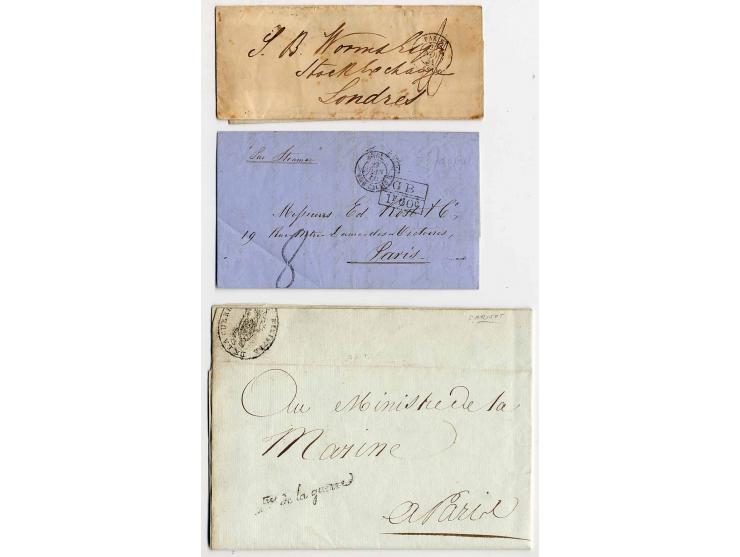 1786/1858 (ca.), interessante Partie von 16 markenlosen Briefen, dabei Militärbrief, Tax- und Grenzübergangsstempel, 3 Briefe