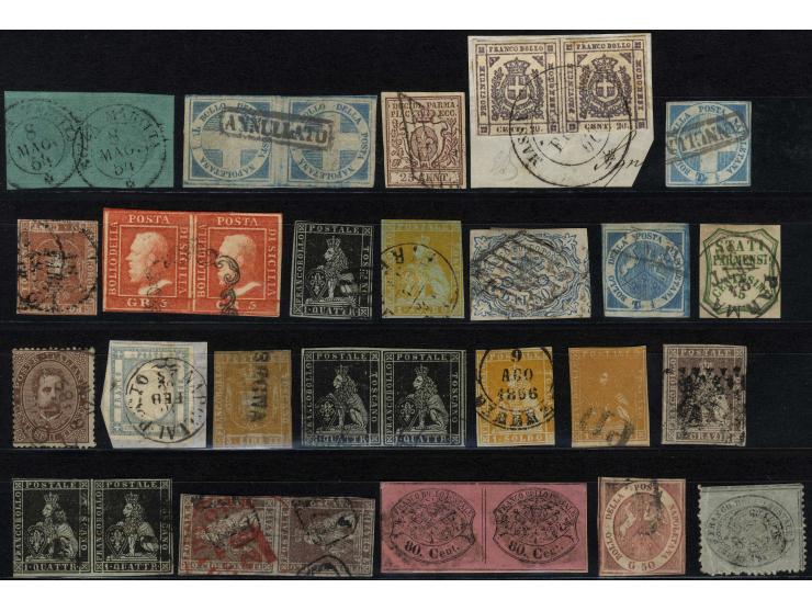 1852/79 (ca.), hochwertige, meist gestempelte Zusammenstellung incl. wenig Königreich mit u.a. Kirchenstaat Mi.-Nr. 10I und I