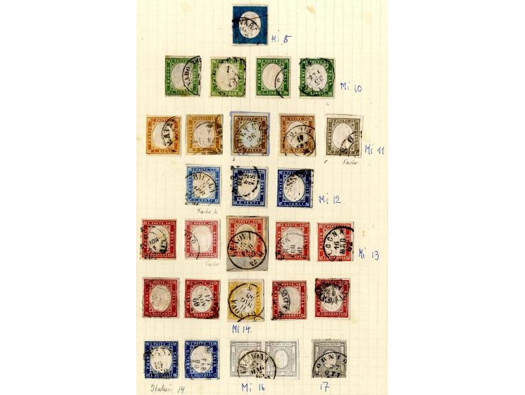 1851/63, überwiegend gestempelte Sammlung mit u.a. Mi.-Nr. 1-3, 4-6, 7-9, Farbnuancen etc., unterschiedliche Erhaltung