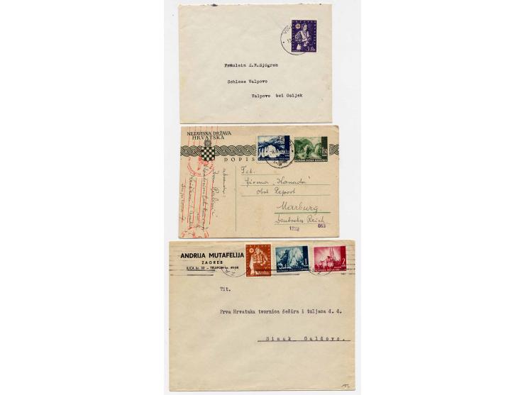 1941/43, 13 Briefe, Karten und Ganzsachen, dabei Reco und Zensur