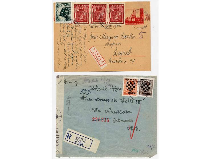 1941/43, 13 Briefe, Karten und Ganzsachen, dabei Reco und Zensur