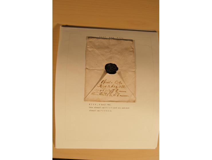 1762/1917, Die Postverbindungen von und nach Riga, Sammlung mit Briefen, Karten und Ganzsachen, dabei die Stempel Rigas ab 17
