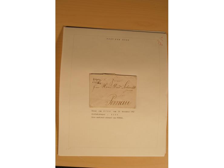1762/1917, Die Postverbindungen von und nach Riga, Sammlung mit Briefen, Karten und Ganzsachen, dabei die Stempel Rigas ab 17
