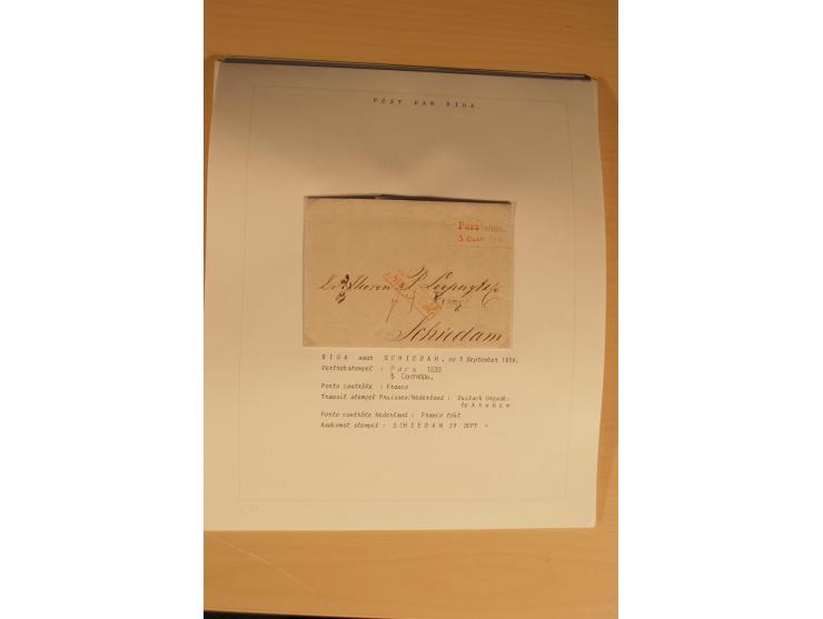 1762/1917, Die Postverbindungen von und nach Riga, Sammlung mit Briefen, Karten und Ganzsachen, dabei die Stempel Rigas ab 17