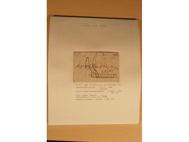 1762/1917, Die Postverbindungen von und nach Riga, Sammlung mit Briefen, Karten und Ganzsachen, dabei die Stempel Rigas ab 17