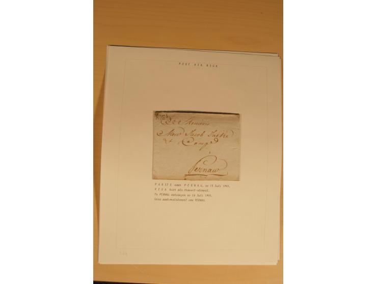 1762/1917, Die Postverbindungen von und nach Riga, Sammlung mit Briefen, Karten und Ganzsachen, dabei die Stempel Rigas ab 17