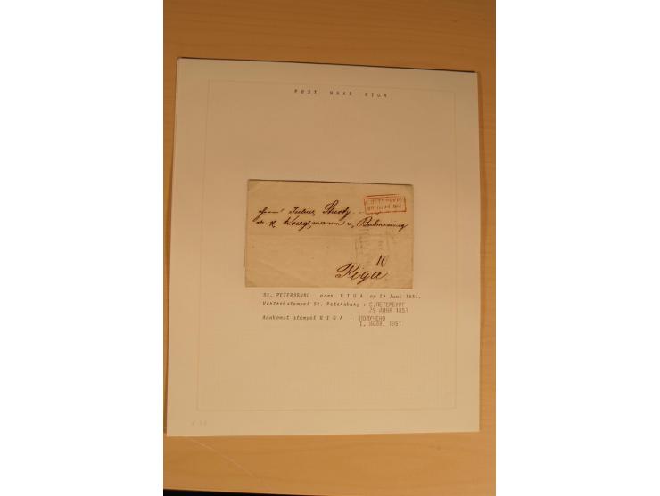 1762/1917, Die Postverbindungen von und nach Riga, Sammlung mit Briefen, Karten und Ganzsachen, dabei die Stempel Rigas ab 17