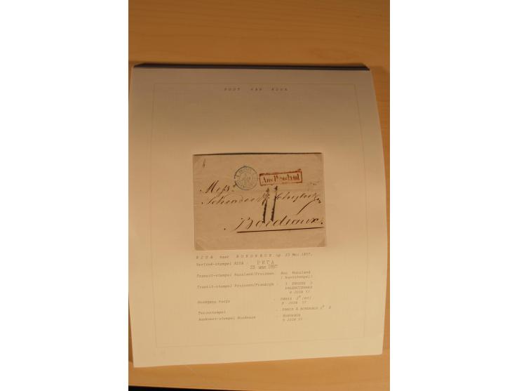 1762/1917, Die Postverbindungen von und nach Riga, Sammlung mit Briefen, Karten und Ganzsachen, dabei die Stempel Rigas ab 17