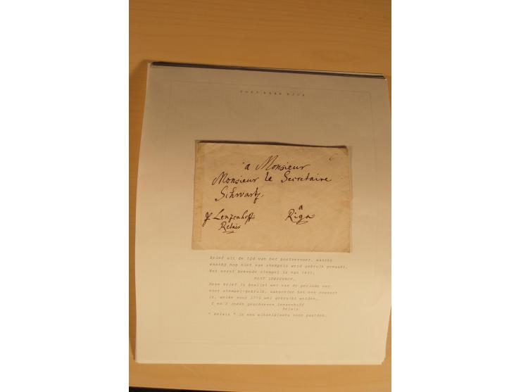 1762/1917, Die Postverbindungen von und nach Riga, Sammlung mit Briefen, Karten und Ganzsachen, dabei die Stempel Rigas ab 17