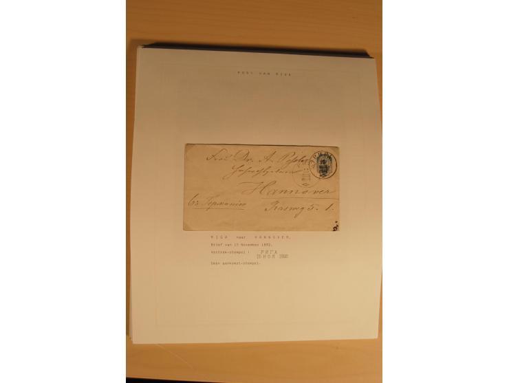 1762/1917, Die Postverbindungen von und nach Riga, Sammlung mit Briefen, Karten und Ganzsachen, dabei die Stempel Rigas ab 17
