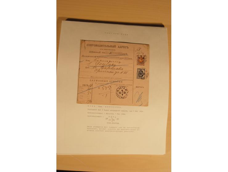 1762/1917, Die Postverbindungen von und nach Riga, Sammlung mit Briefen, Karten und Ganzsachen, dabei die Stempel Rigas ab 17