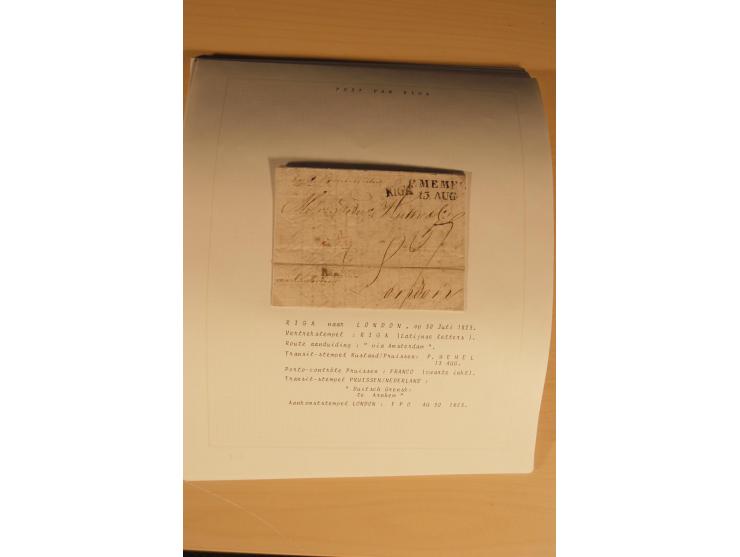 1762/1917, Die Postverbindungen von und nach Riga, Sammlung mit Briefen, Karten und Ganzsachen, dabei die Stempel Rigas ab 17