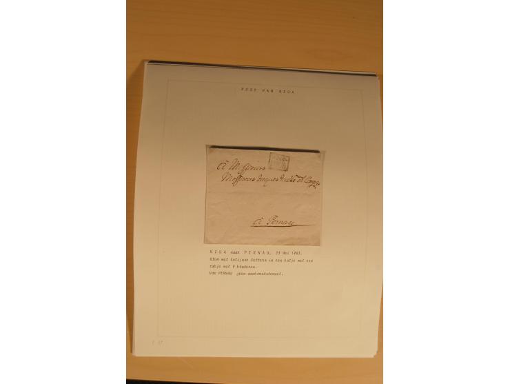 1762/1917, Die Postverbindungen von und nach Riga, Sammlung mit Briefen, Karten und Ganzsachen, dabei die Stempel Rigas ab 17