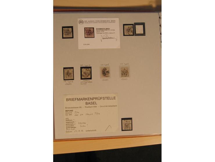 1850/90, umfangreiche Sammlung der 1. Ausgabe mit vielen Farben, Typen, interessanten Stempeln (u.a. rote Entwertung auf Mi.-