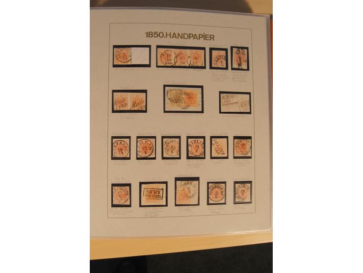 1850/90, umfangreiche Sammlung der 1. Ausgabe mit vielen Farben, Typen, interessanten Stempeln (u.a. rote Entwertung auf Mi.-