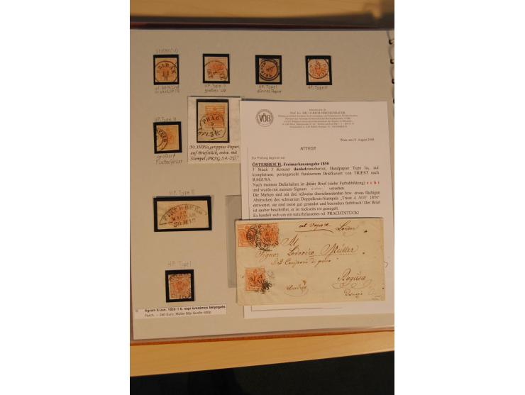 1850/90, umfangreiche Sammlung der 1. Ausgabe mit vielen Farben, Typen, interessanten Stempeln (u.a. rote Entwertung auf Mi.-