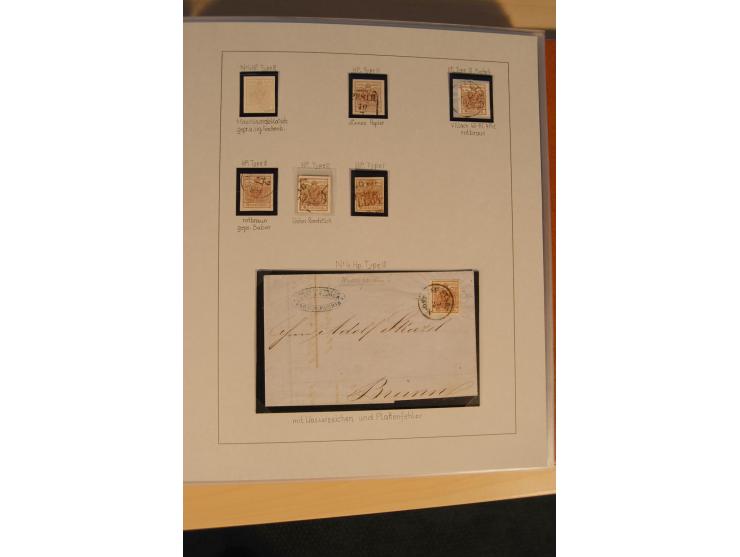 1850/90, umfangreiche Sammlung der 1. Ausgabe mit vielen Farben, Typen, interessanten Stempeln (u.a. rote Entwertung auf Mi.-