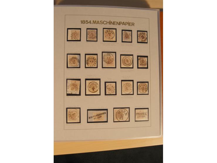 1850/90, umfangreiche Sammlung der 1. Ausgabe mit vielen Farben, Typen, interessanten Stempeln (u.a. rote Entwertung auf Mi.-