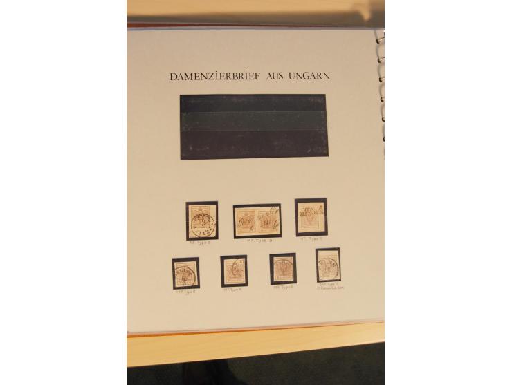 1850/90, umfangreiche Sammlung der 1. Ausgabe mit vielen Farben, Typen, interessanten Stempeln (u.a. rote Entwertung auf Mi.-