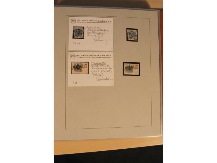 1850/90, umfangreiche Sammlung der 1. Ausgabe mit vielen Farben, Typen, interessanten Stempeln (u.a. rote Entwertung auf Mi.-