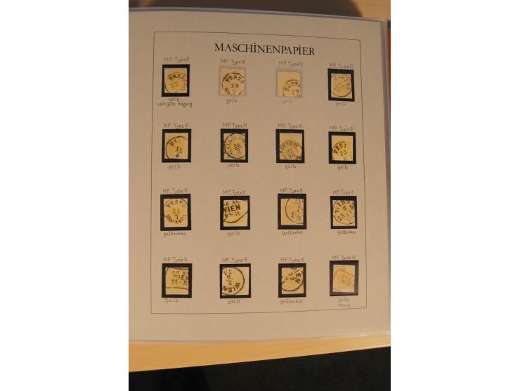 1850/90, umfangreiche Sammlung der 1. Ausgabe mit vielen Farben, Typen, interessanten Stempeln (u.a. rote Entwertung auf Mi.-