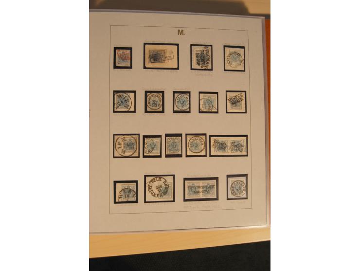 1850/90, umfangreiche Sammlung der 1. Ausgabe mit vielen Farben, Typen, interessanten Stempeln (u.a. rote Entwertung auf Mi.-