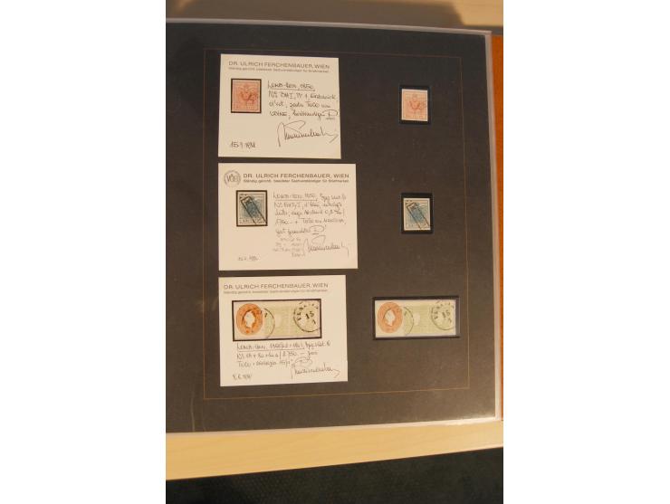 1850/90, umfangreiche Sammlung der 1. Ausgabe mit vielen Farben, Typen, interessanten Stempeln (u.a. rote Entwertung auf Mi.-