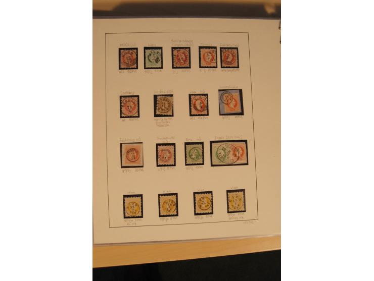 1850/90, umfangreiche Sammlung der 1. Ausgabe mit vielen Farben, Typen, interessanten Stempeln (u.a. rote Entwertung auf Mi.-