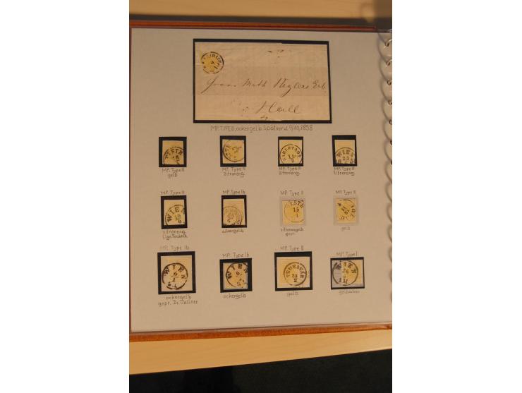 1850/90, umfangreiche Sammlung der 1. Ausgabe mit vielen Farben, Typen, interessanten Stempeln (u.a. rote Entwertung auf Mi.-
