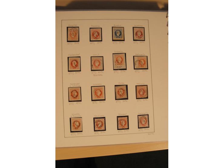 1850/90, umfangreiche Sammlung der 1. Ausgabe mit vielen Farben, Typen, interessanten Stempeln (u.a. rote Entwertung auf Mi.-