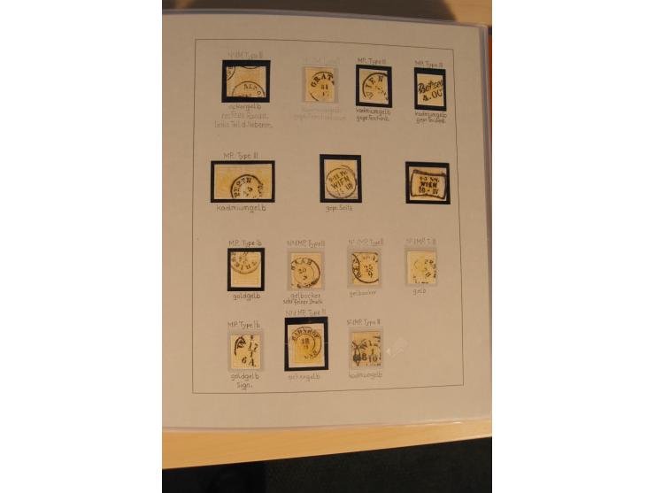 1850/90, umfangreiche Sammlung der 1. Ausgabe mit vielen Farben, Typen, interessanten Stempeln (u.a. rote Entwertung auf Mi.-