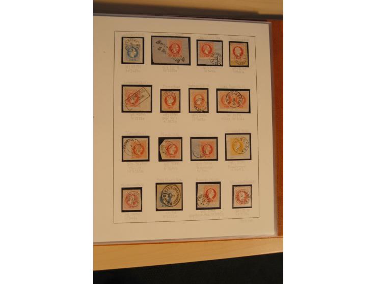 1850/90, umfangreiche Sammlung der 1. Ausgabe mit vielen Farben, Typen, interessanten Stempeln (u.a. rote Entwertung auf Mi.-