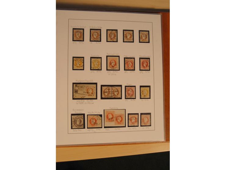 1850/90, umfangreiche Sammlung der 1. Ausgabe mit vielen Farben, Typen, interessanten Stempeln (u.a. rote Entwertung auf Mi.-