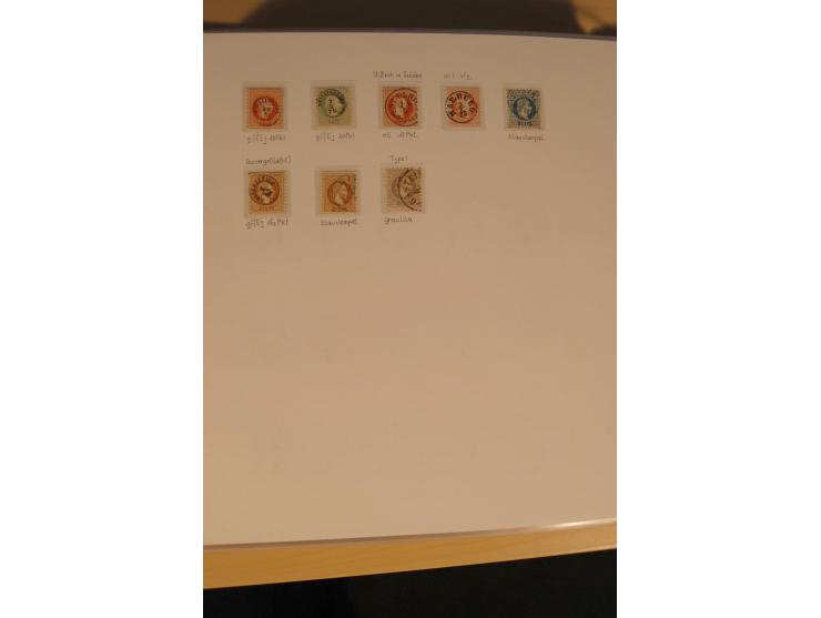 1850/90, umfangreiche Sammlung der 1. Ausgabe mit vielen Farben, Typen, interessanten Stempeln (u.a. rote Entwertung auf Mi.-