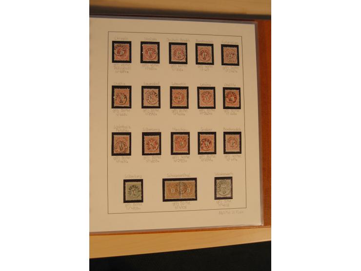 1850/90, umfangreiche Sammlung der 1. Ausgabe mit vielen Farben, Typen, interessanten Stempeln (u.a. rote Entwertung auf Mi.-