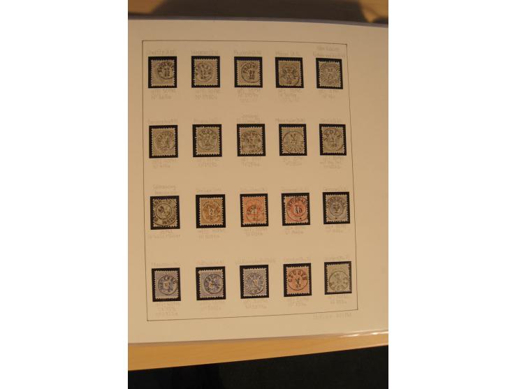 1850/90, umfangreiche Sammlung der 1. Ausgabe mit vielen Farben, Typen, interessanten Stempeln (u.a. rote Entwertung auf Mi.-