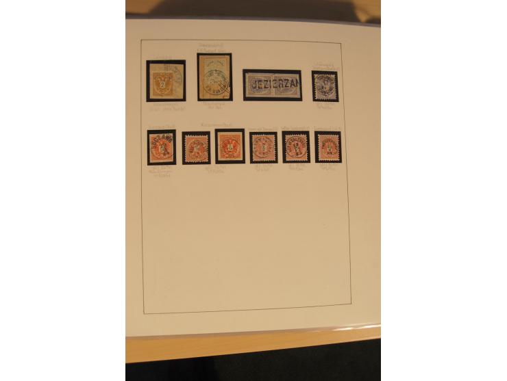 1850/90, umfangreiche Sammlung der 1. Ausgabe mit vielen Farben, Typen, interessanten Stempeln (u.a. rote Entwertung auf Mi.-