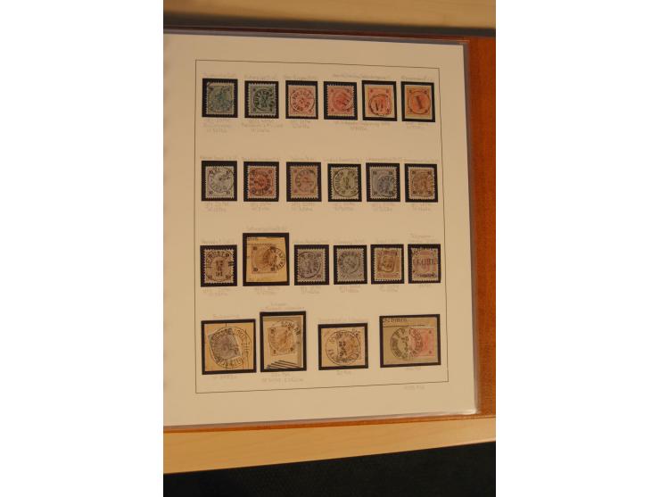 1850/90, umfangreiche Sammlung der 1. Ausgabe mit vielen Farben, Typen, interessanten Stempeln (u.a. rote Entwertung auf Mi.-