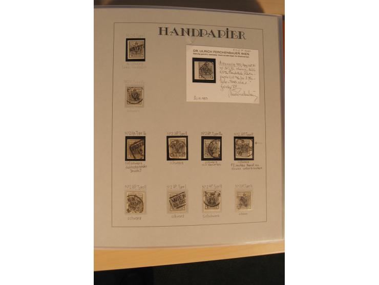 1850/90, umfangreiche Sammlung der 1. Ausgabe mit vielen Farben, Typen, interessanten Stempeln (u.a. rote Entwertung auf Mi.-