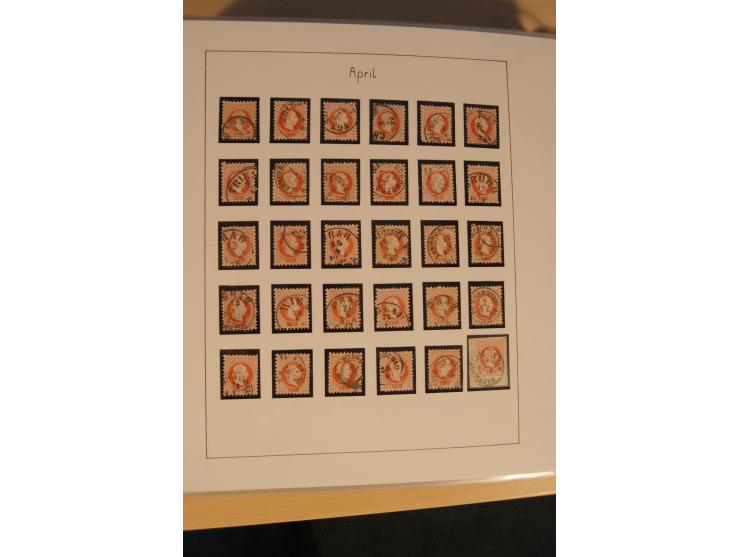 1850/90, umfangreiche Sammlung der 1. Ausgabe mit vielen Farben, Typen, interessanten Stempeln (u.a. rote Entwertung auf Mi.-